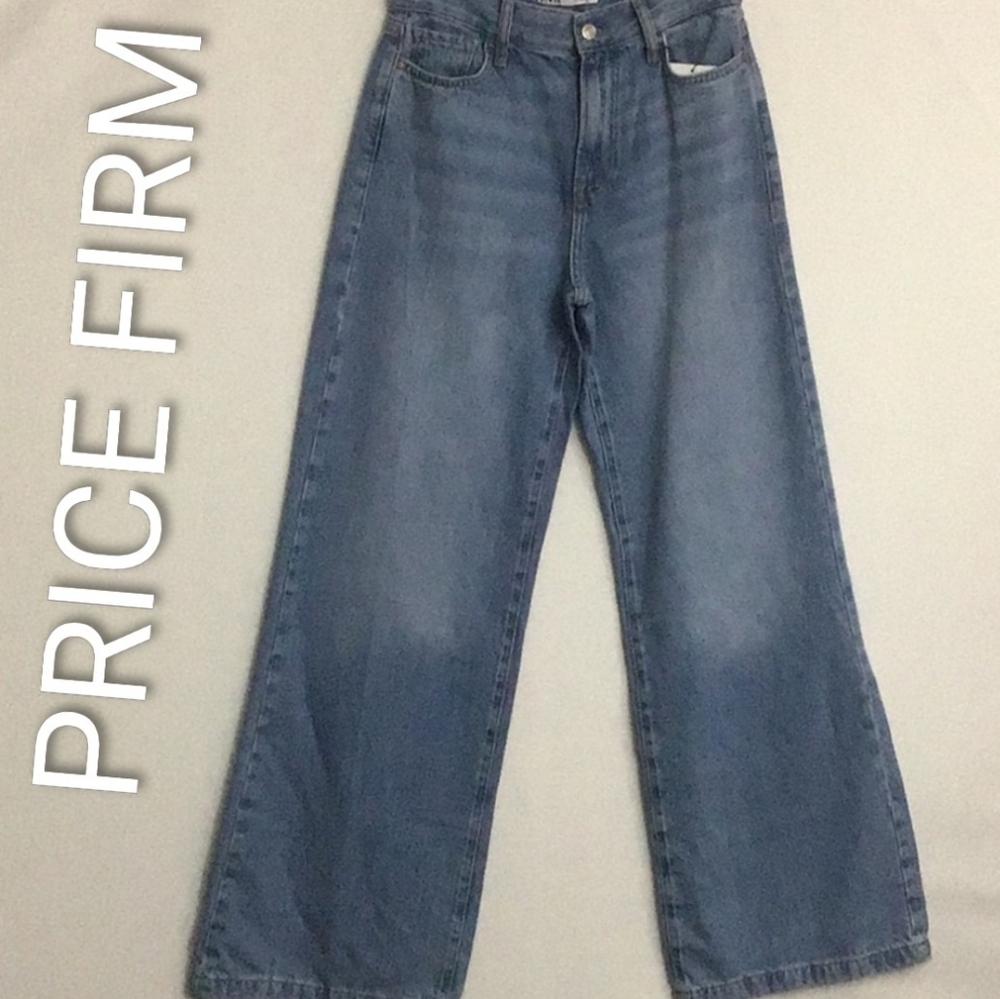 NWT Zara Wide Flare Leg Jeans Size 2 Faded Blue